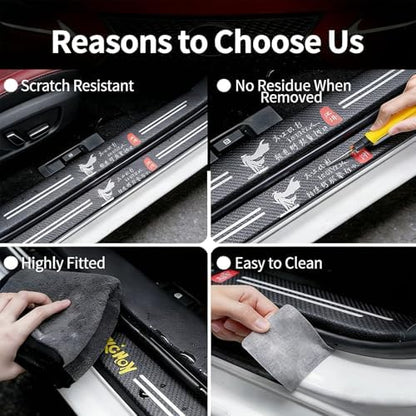 4PCS Car Door Sill Protector, Anti-Scratch Carbon Fiber Leather Door Step Edge - Image 6