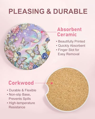 Swooflia 2 Pack Absorbent Ceramic Car Coasters - Image 3