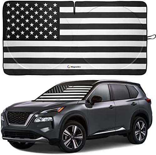 American Flag Windshield Sun Shade, High-Resolution Car Sun Shield by Magnelex