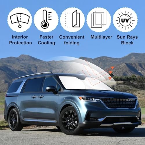 Windshield Sun Shade Sunshade for 2022-2025 2026 Kia Carnival - Image 2