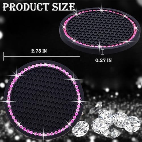 2PCS Bling Cup Holder Coaster, 2.75 Inch Auto Car Cup Holder Insert Coasters - Image 2