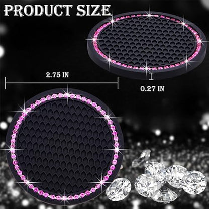 2PCS Bling Cup Holder Coaster, 2.75 Inch Auto Car Cup Holder Insert Coasters - Image 2