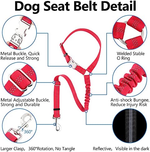 Plutus Pet Dog Seat Belt for Car Headrest, Reflective - Image 2