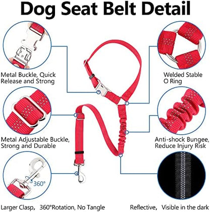 Plutus Pet Dog Seat Belt for Car Headrest, Reflective - Image 2