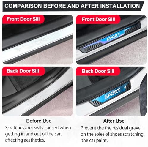 4Pcs Stainless Steel Door Sill Protector, Car Door Sills Threshold Protection - Image 5