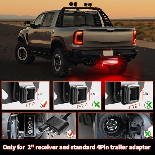 Hitch Cover with LED Light, 6 Rows and 216 pcs LED Chips 6 Mode - Image 5