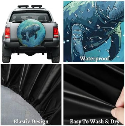 Spare Tire Cover for RV Trailer, Animals Manatee Tire Covers Universal Fit for - Image 4