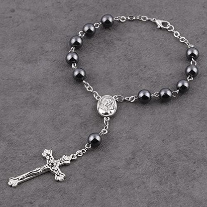 Hematite Beads Auto One Decade Car Rosary Clasp Terra Jerusalem Medal - Image 3