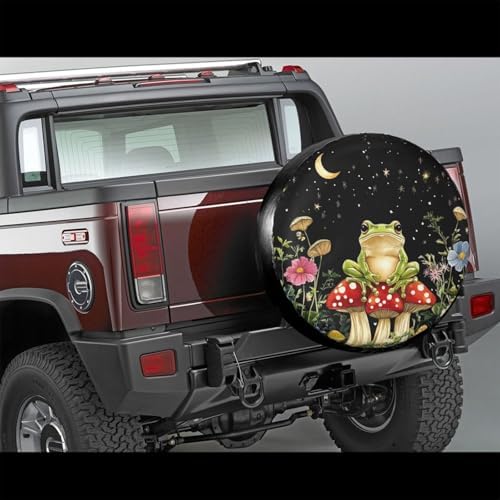 Mushrooms Frog Black Universal Spare Tire Cover, 16 Inch, Cute Waterproof - Image 3
