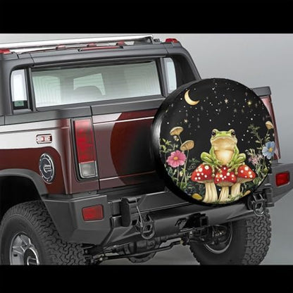 Mushrooms Frog Black Universal Spare Tire Cover, 16 Inch, Cute Waterproof - Image 3