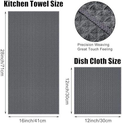 Homaxy Microfiber Kitchen Towels and Dishcloths Sets, 8 Pack, Dark Grey - Image 4