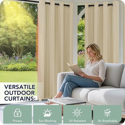 Outdoor Curtains for Patio Waterproof 6 Panels, Porch Sun Shade - Image 3