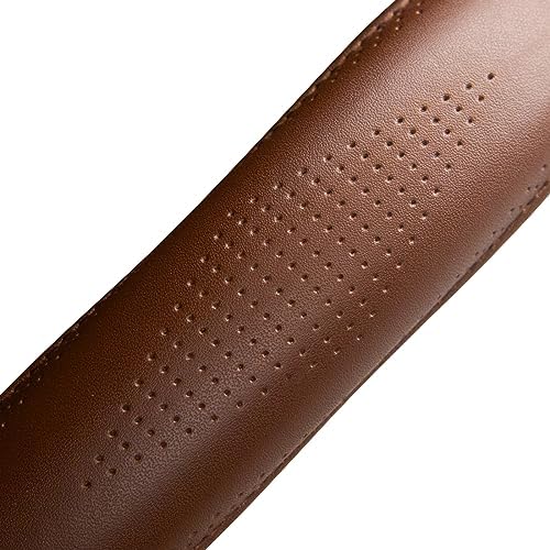 HAOKAY Top Grade Brown Genuine Leather Steering Wheel Cover Men Women, Luxury - Image 4