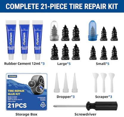 AUTOWN 21PCS Tire Repair Rubber Nail Kit - Image 2