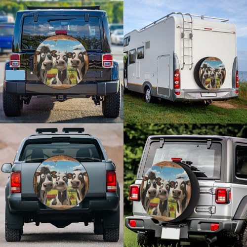 Spare Tire Cover for RV Trailer, Funny Cows Waterproof Sun Leather Wheel Cover - Image 6