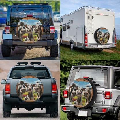 Spare Tire Cover for RV Trailer, Funny Cows Waterproof Sun Leather Wheel Cover - Image 6