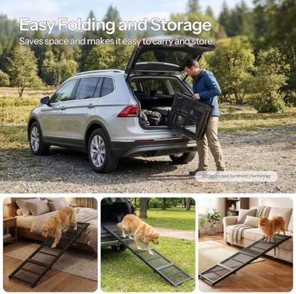 HOOBRO 70.8" Folding Dog Ramp for Car, 4-Fold Pet Ramp for Car SUV Couch - Image 3