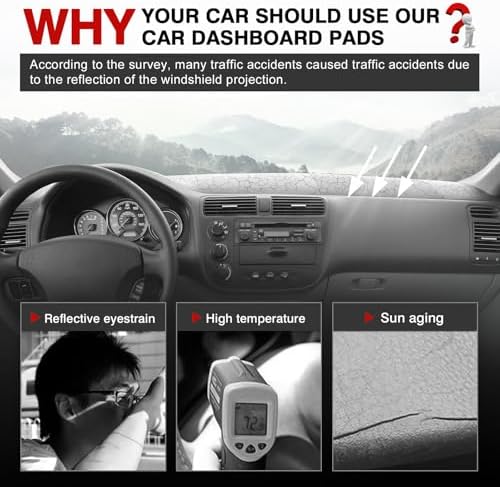Autorder Dashboard Cover Mat for Honda Civic 2001-2005 Accessories Dash Cover - Image 2