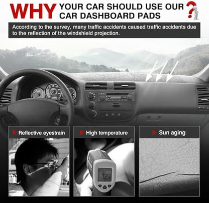 Autorder Dashboard Cover Mat for Honda Civic 2001-2005 Accessories Dash Cover - Image 2
