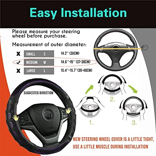 PINCTROT Steering Wheel Cover Great Grip Honeycomb Design 15 Inch - Image 6