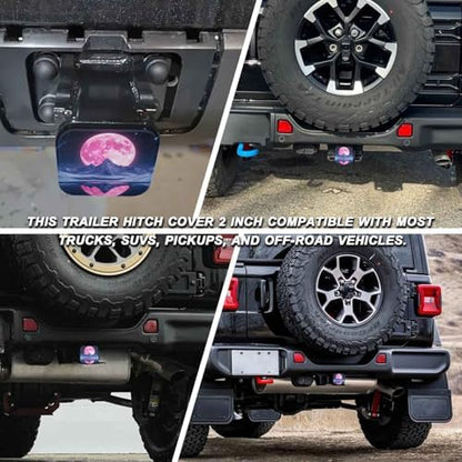 2 Inch Pink Moon Snowy Mountain Trailer Hitch Cover Rubber Receiver Tube Plug - Image 5
