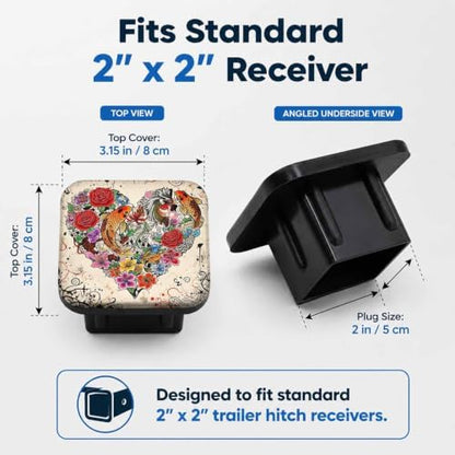 Trailer Hitch Covers Flower Heart, Heavy Duty 2 Inch Hitch Cover - Image 2