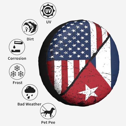 Cuba Cuban American Flag Weatherproof Spare Tire Cover - Image 6