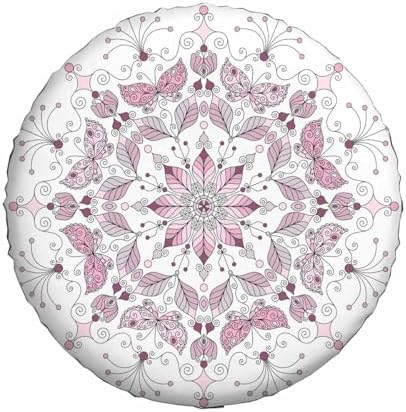 Lotus Spare Tire Cover for RV Trailer Pink and Purple Flower Lacy Pastel Wheel - Image 2
