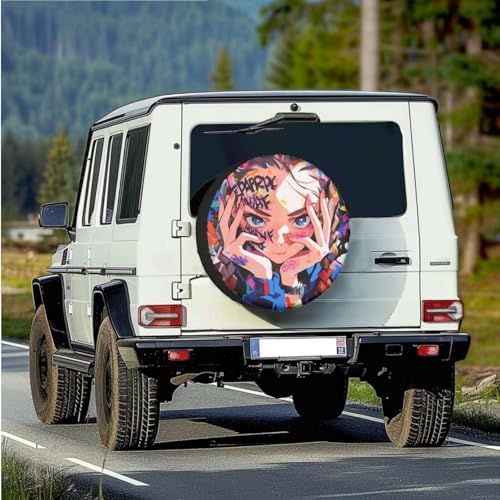 Anime Girl Spare Tire Cover PU Leather, Wheel Protectors Universal - Image 2