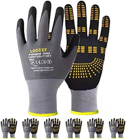 LOCCEF 6 Pairs MicroFoam Nitrile Work Gloves by LOCCEF