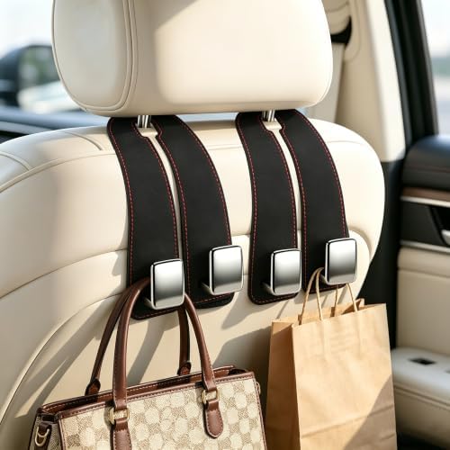 Amooca Car Headrest Hooks 2-Pack Suede Seat Organizer by Amooca