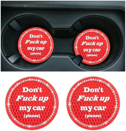 2 PCS Bling Car Cup Coaster, 2.75 Inch Anti-Slip Cup Holder Insert Coasters by Sylvil