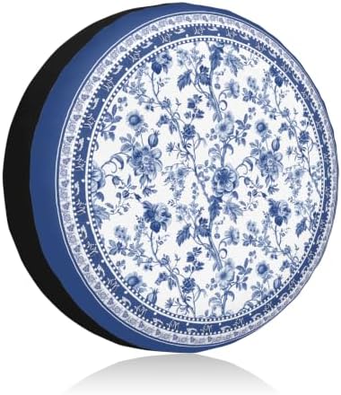 Blue Floral Spare Tire Cover Chinoiserie Wheel Protectors Cover 17 Inch by Unknown