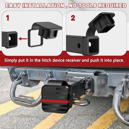 Universal Flag Tow Hitch Covers, Receiver Tube Hitch Plug, American Flag Rubber - Image 5