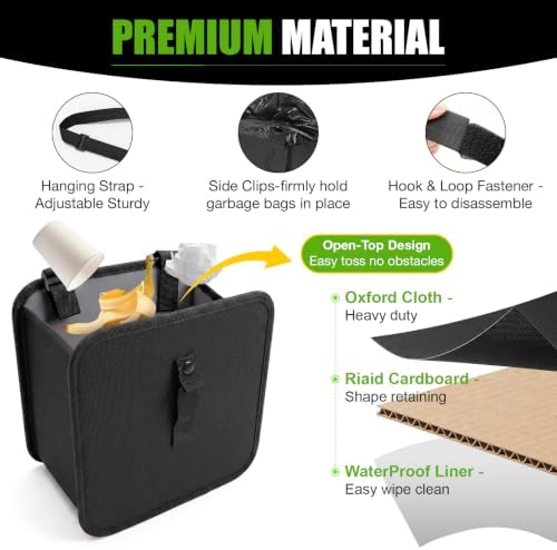 BFXM Car Trash Can, 2.8 Gallons Car Garbage Bag Hanging - Image 6