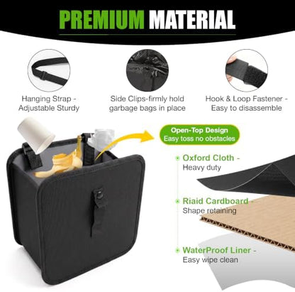 BFXM Car Trash Can, 2.8 Gallons Car Garbage Bag Hanging - Image 6
