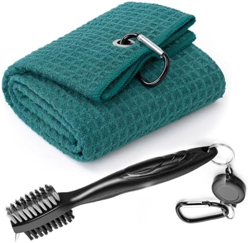 Mile High Life Golf Towel & Groove Brush Set, Microfiber Waffle-16 x24 by MileHighLife