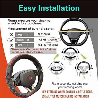 PINCTROT D Shaped Steering Wheel Cover Great Grip 14.5-15 Inch - Image 6