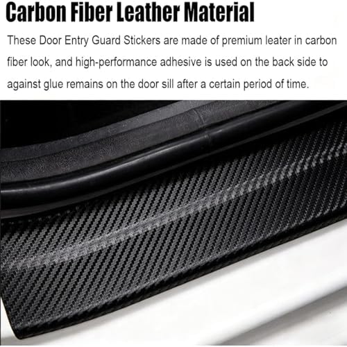 4PCS Carbon Fiber Style Leather Door Sill Protector, Scuff Plate Cover Guard - Image 4