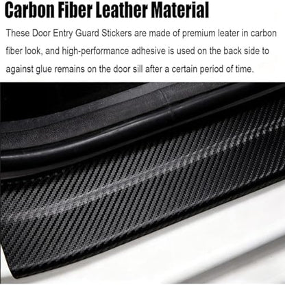 4PCS Carbon Fiber Style Leather Door Sill Protector, Scuff Plate Cover Guard - Image 4