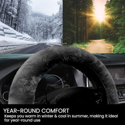 Andalus Brands Luxury Fluffy Car Steering Wheel Covers – Genuine Merino - Image 4
