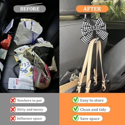 2PCS Car Seat Headrest Hooks, Car Bag Hooks, Cute Bow Knot Vehicle Seatback - Image 5