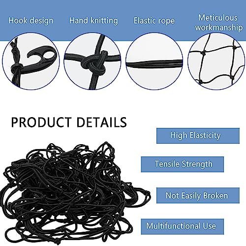 Car Cargo Net - 47 x 31.5 Large Capacity Elastic Truck Bed Cargo Net Roof Rack - Image 3