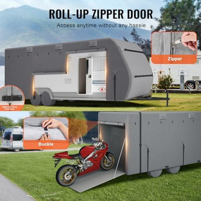 VEVOR Travel Trailer Cover, 30-33 ft RV Cover, 4-Layer Non-Woven Fabric Camper - Image 5