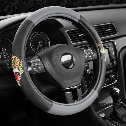 ED HARDY Tiger Print Steering Wheel Cover, Fits 14.5-15.5 Inch Steering Wheels - Image 5