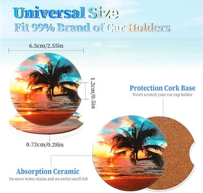 Jeffdad Car Cup Holder Coasters, 2 Pack Absorbent Ceramic Coaster 2.56" - Image 7