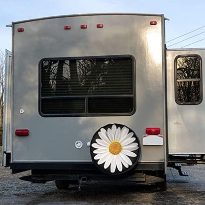 White Daisy Spare Tire Cover Dust-Proof Wheel Tire Cover Fit Trailer, SUV and - Image 6