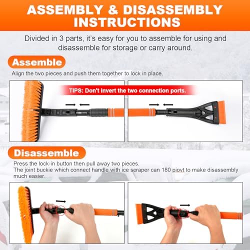 BFONS Ice Scrapers for Car Windshield, 2-in-1 Snow Scraper and Snow Brush for - Image 4
