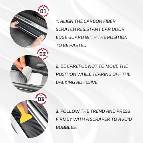 Carbon Fiber Car Door Sill Protector, Anti-Scratch Door Entry Edge Guard Strips - Image 5
