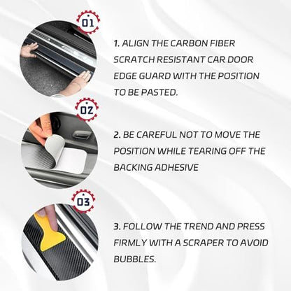 Carbon Fiber Car Door Sill Protector, Anti-Scratch Door Entry Edge Guard Strips - Image 5